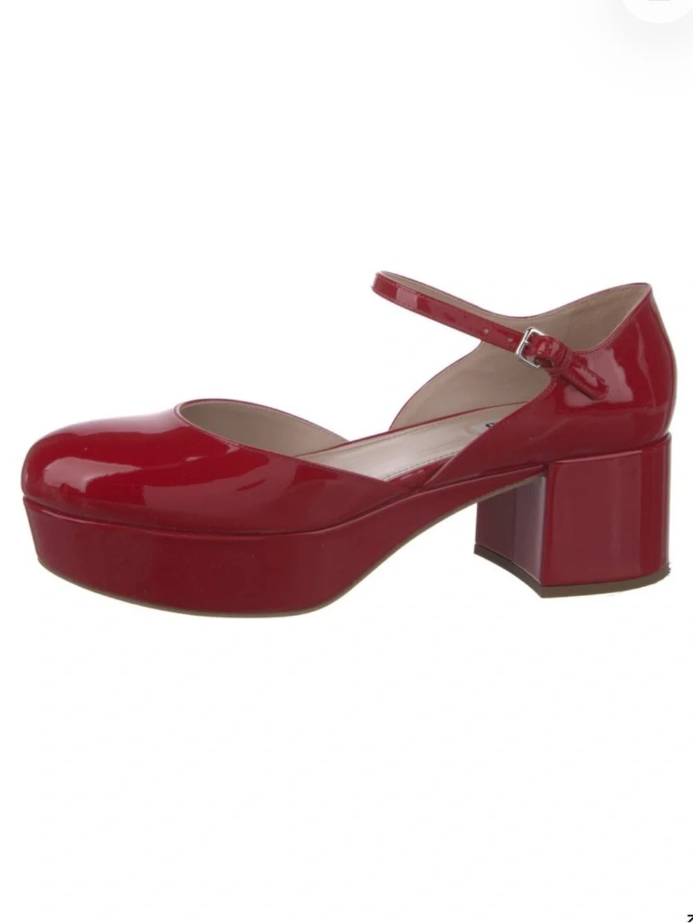 Miu Miu Red Patent Leather Mary Jane Platform Heels